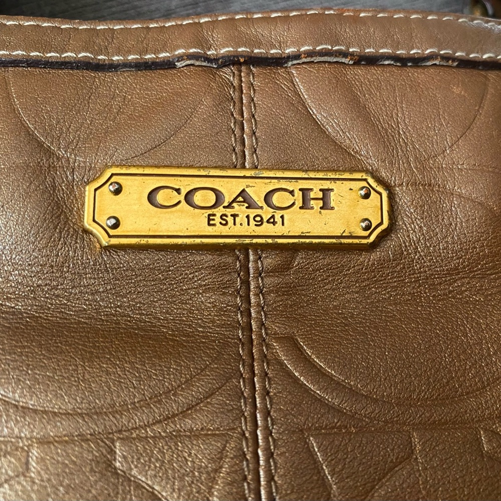 Coach Bag Tote Pocketbook Bronze - Picture 4 of 8